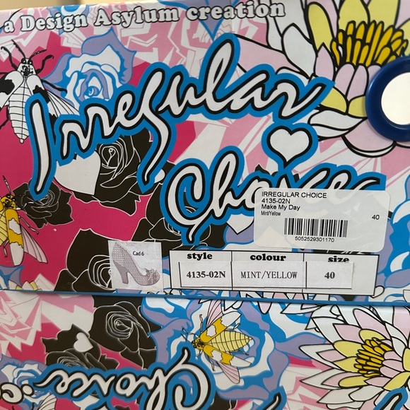 Irregular Choice Yellow and Teal Heels with Bow - Picture 10 of 11